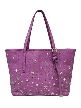 JIMMY CHOO Sasha Star-Studded Shoulder Bag in Orchid with Purple Rhinestones